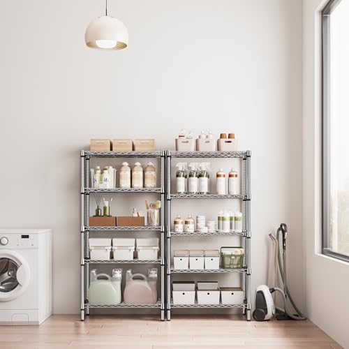 Image of M MZG 1250 lbs 5 Tier Shelf Metal Storage Shelves Shelving Wire Rack Heavy Duty Closet Organizers for Garage Kitchen Bathroom Laundry Chrome 13.8 inch D x 29.5 inch W x 59.5 inch H