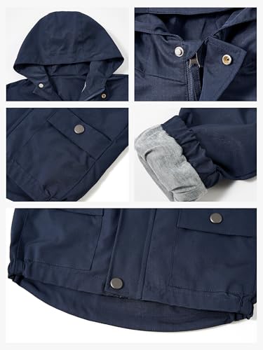 Image of Volunboy Toddler Boys Windbreaker Casual Outerwear Kids Lightweight Zip Hooded Jacket Baby Cute Dust Coat