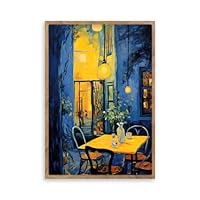 ゴッホ風 夜のカフェテラス 額縁付き 油彩アート 絵画 インテリア A.キャンバス 額縁付「ゴッホ “夜のカフェテラス”」 | Art work shop
