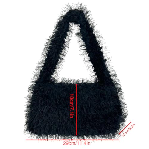 Fuzzy Tote Bag Y2K Fluffy Shoulder Bag Women Furry Purse Cute Plush Bag Ladies Faux Fur Tote Bag for Autumn Winter, Grass Green3