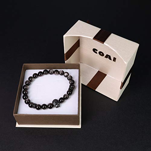 Coai Skull Silver Sheen Obsidian Bracelet For Men Women #TOP5