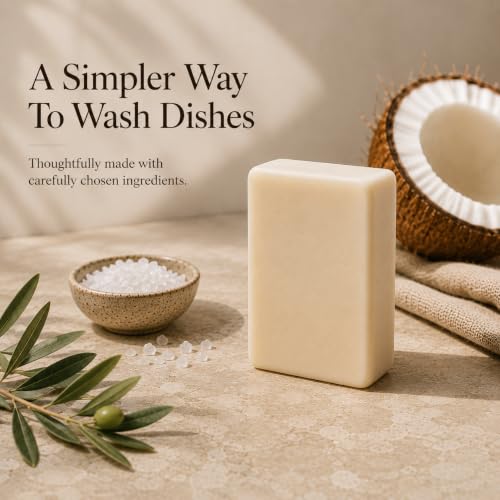 Image of KELEBS Unscented Natural Dish Soap Bar, Organic Coconut, Non-Toxic, 5-Pack