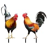 Décoration de jardin : cette décoration à insérer dans le sol est fiable et ne risque pas d'être emportée par le vent. coq décoratif à insérer
