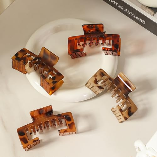 4 Pack Large Hair Clips for Women, 4.1 Inch Hat Claw Clips for Thick & Thin Hair, 2-in-1 Cute Hair Claw Clips Jaw Clips for Daily Use, Baseball Cap & Trucker Hat, Tortoise Shell (Patent Pending) — view 6
