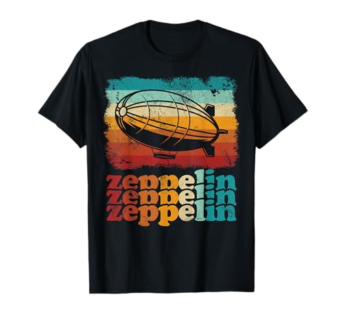 Retro Vintage Zeppelin Sunset 70s 80s Dirigible envejecido Camiseta