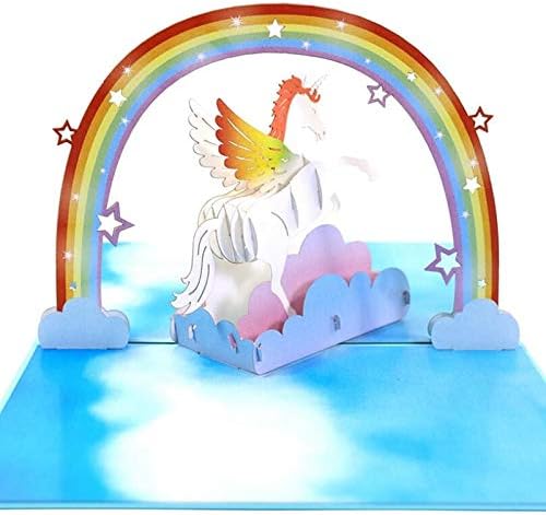 Toshine Christmas Card 3D Card Pop up Card, Popup Greeting Card,Unicorn Card for Kids Birthday Greeting Card With Envelope,Fathers Day cards for Dad