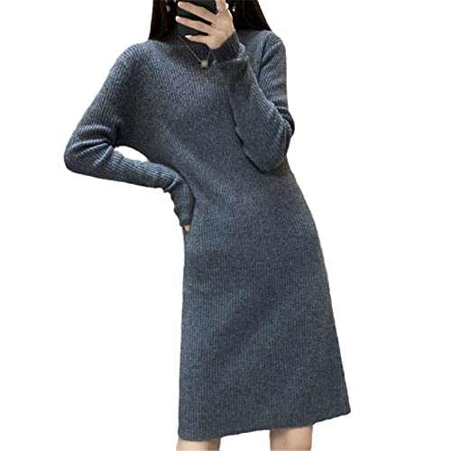 Robe longue tricot cachemire laine femme vêtement chaud gris S