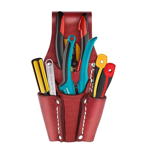 Nktm Tool Pouch, Tool Holster For Belt Garden Tool Belt Leather Electrician’s Pocket Leather Heavy Duty Tool Pouch With 4 Pockets #TOP2
