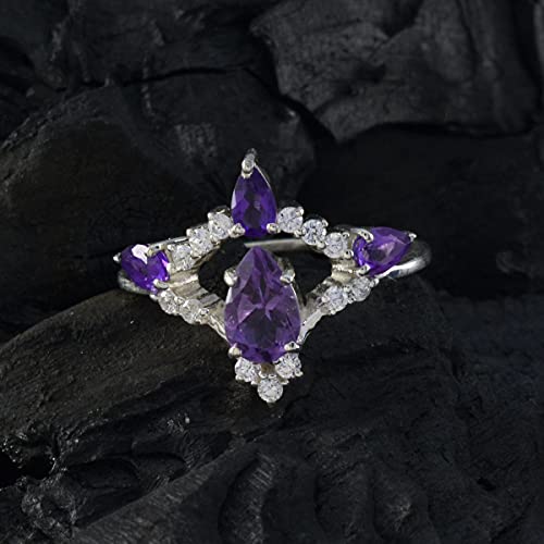 Bague améthyste naturelle véritable argent sterling 925 fille - 4