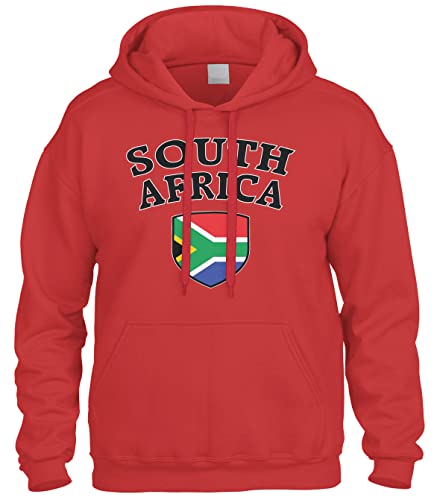 South Africa Flag Crest Shield Sweatshirt Hoodie Hoody (Red, Large)