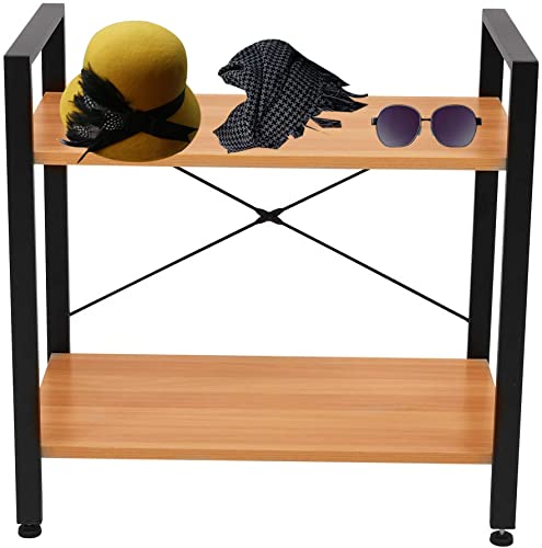 Deco2 Small Bookcase 2 Tier Wood And Metal Shelves Industrial Bookcase Display Display Office Storage Rack Multifunctional Furniture For Entryway Living Room Bedroom Home Office Kitchen(Oak) #TOP7