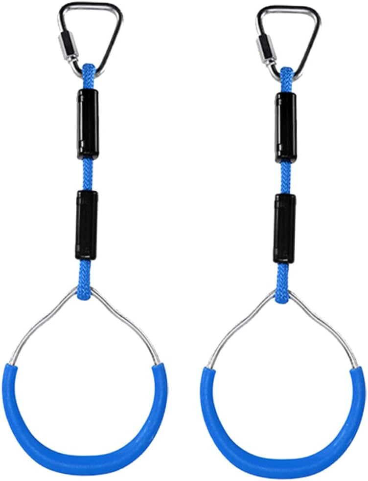 Mikikit 2pcs Boys and Girls Outdoor Toys Swing Sets for Backyard Gymnastic Rings Climbing Ring for Boy Girl's Play