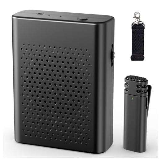 Wireless Voice Amplifier with Wireless Lavalier Lapel Microphone, PA System, Portable Speaker and Cordless Omnidirectional Mic for Teacher, Streaming, Classroom, Speech, Meeting, Yoga, Outdoors