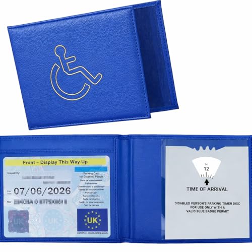 Disabled Badge Holder Wallet | PU Soft Leather Badge & Timer Parking Permit Cover, Blue Badge Holder Wallet for Car, Disability Parking Badge Cover Holder