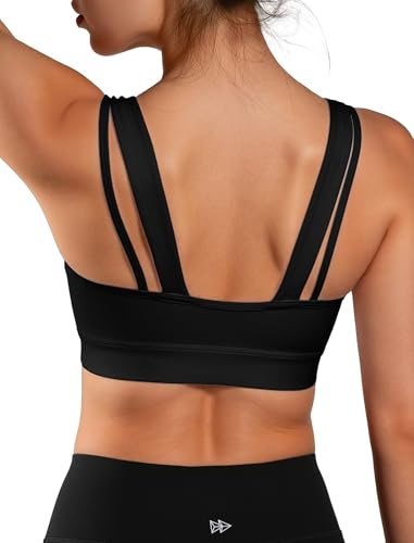Yvette Yoga Sports Bras Carving Series Spaghetti Strap Padded Breathable Workout Crop Tank Tops Sports Bra for Women