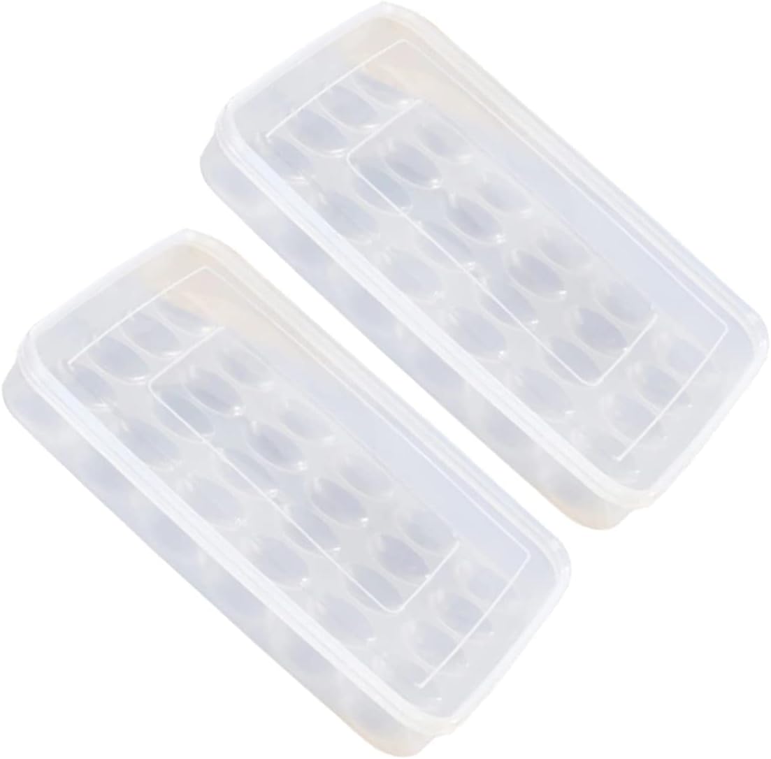 Angoily 2pcs Egg Carton Eggs Container for Refrigerator Fridge Egg Container Freezer Egg Container Stackable Egg Container Refrigerator Egg Holder Drawer Tray Fridge Egg Storage Cases