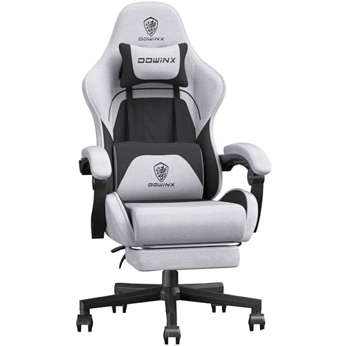 Dowinx Gaming Chair Fabric with Coil Spring Cushion, Ergonomic Game Chair for Adults with Footrest...