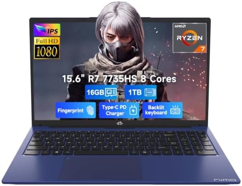 NIMO 15.6" AI-Light-Gaming-Laptop AMD Ryzen 7 7735HS 16GB DDR5 1TB SSD