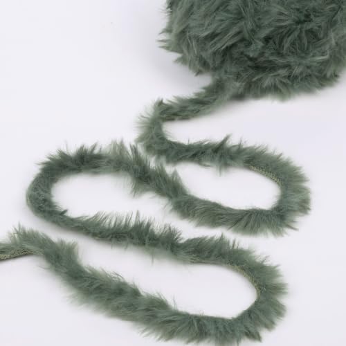 Image of NICEEC 6 Skeins Soft Faux Fur Yarn 210yds /10.6oz- S60#Gray Green | Crochet & Knit, DIY Project Starter Kit,Handbag,Sun Hat,Shoes, Shopper Bag