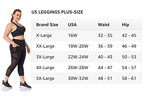 We Cufflle Women's Plus Size Leggings High Waisted Yoga Pants With Pockets Mesh Workout Leggings Tummy Control Running Black #TOP5