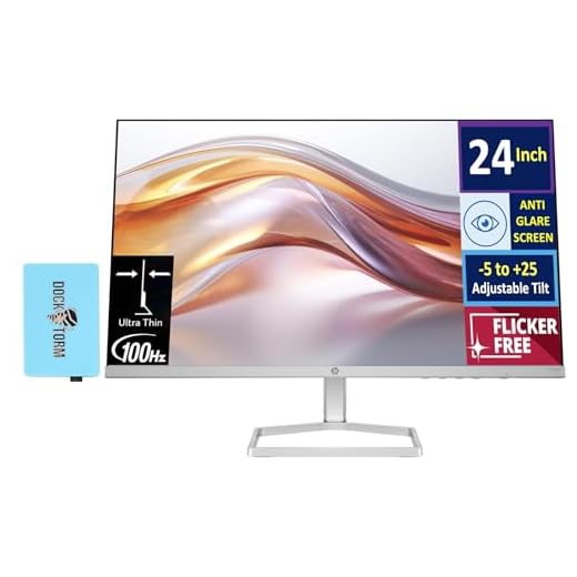 HP 24" 100Hz 300 nits IPS FHD (1920x1080) Monitor (Replaces M24f) w/Docztorm Hub USB Port Expander, Flicker-Free, Adjustable Tilt, 1x HDMI 1.4, 1x VGA, Black/Silver (2025 Latest Model)