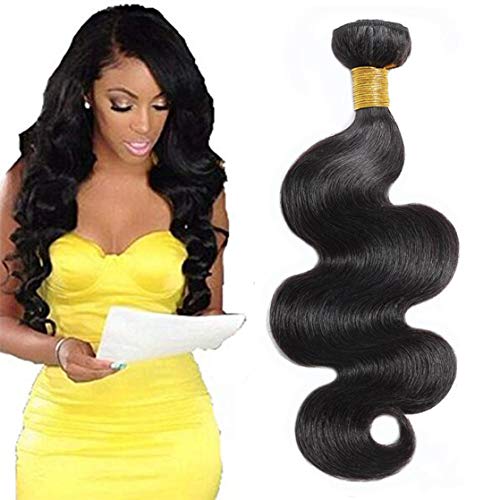 Selina Hair 8A Brazilian Body Wave Virgin Hair 1 Bundle 100g Remy Hair Unprocessed Human Hair Weave Natural Black Color Cheap Human Hair Can Be Dye ( 16 Inch,Black)