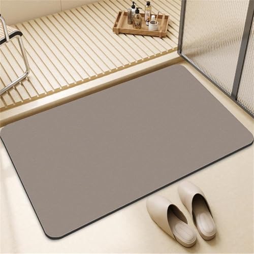 Odot Alfombra Baño Secado Rápido Macaron Color Alfombrilla de Baño Antideslizante de Piedra Diatomita Súper Absorbente Alfombra de Felpudo Suaves para bañera, Ducha y Cocina (Caqui,30x40cm)
