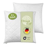DREAMSTAR Almohada de 80 x 80 cm [juego de 2] relleno de cojín premium de 1250 g, cojín duro con cremallera para ajustar, lavable hasta 60 grados, apto para alérgicos, 80 x 80 cm