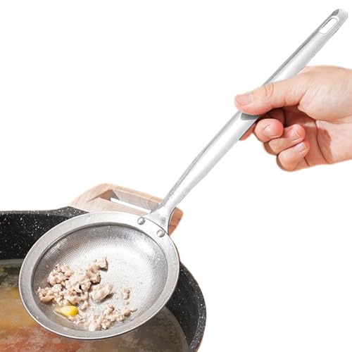 Colino a Maglie in Acciaio Inossidabile - 29,3x9,8cm Cucchiaio con Manico Lungo | Cucchiaio in Acciaio Inossidabile con Manico Lungo with Filtro Olio, Schiumarola, Cucina Brodo Salsa Frittura