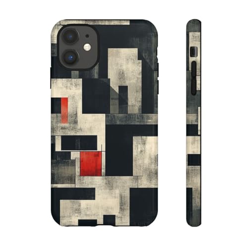 Coque iPhone 11 motif géométrique abstrait rouge rigide et brillante