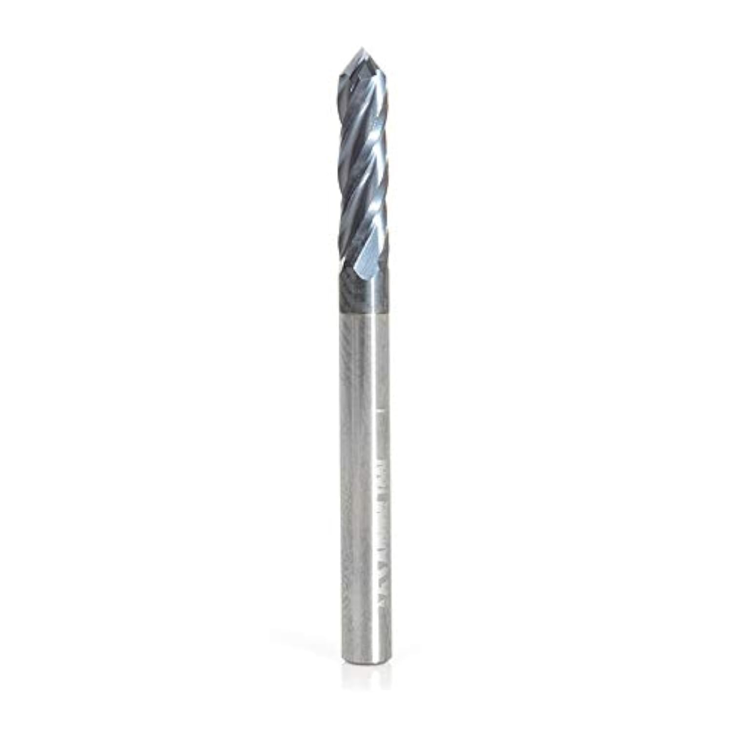 Amana Tool CNC ‘V’ Spiral Drills, 90 Degree End Mill, AlTiN Coating, 51652, 2-Flute x 1/4 Dia x 1/8 x 1/4 Shank x 2-1/2 Inch Long