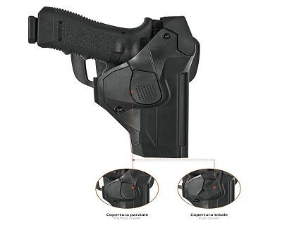 Pistolera profesional de cinturón Vega Holster DCH809 con seguro LIV. 3 para Glock 19/23