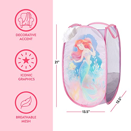 Image of Disney Little Mermaid Ariel Pop-Up Hamper,Collapsible Laundry Basket with Sturdy Handles, 21x13.5x13.5, Lightweight Storage for Kids' Bedroom or Bathroom