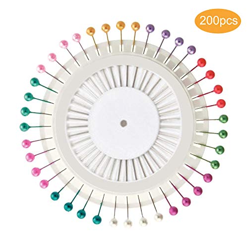 Sprießen 200 Alfileres de Costura, 8 colores Alfileres Cabeza de Perla, Alfileres Rectos con caja, Alfileres de Costura Coloridos para agujas de coser de bricolaje, costura, manualidades, sastrería