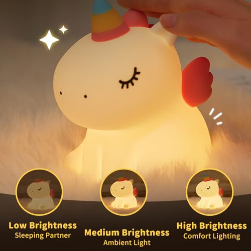 JMG-Myratts Veilleuse licorne pour enfants, minuterie à intensité variable, lampe de chevet pour enfants, décoration pour chambre d'enfant de fille (licorne) – vue 4