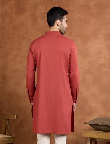 Image of Amazon Brand - Symbol Men's Cotton Blended Full Sleeve Kurta| Regular Fit | Classic Mandrin Collar| Front Half Open | Available in Plus Sizes