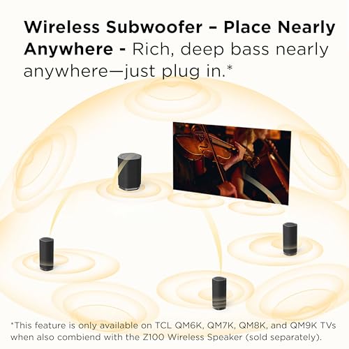 TCL Z100 Wireless Home Theater Subwoofer with Dolby Atmos FlexConnect Technology, 5.25” Woofer, 130W Output Power, Smart Calibration - Image 3
