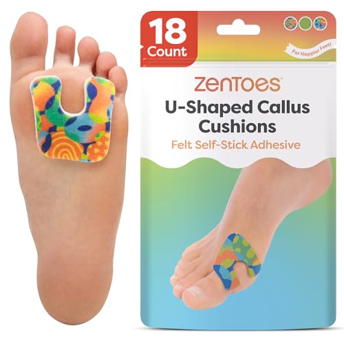 Image of ZenToes U-Shaped Felt Callus Pads, Self-Stick Cushions, 18 Count | Thick padding offloads pressure from that one stubborn spot, stays put all day. Trim to fit, latex-free