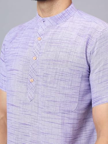 Image of LATEST CHIKAN Men's Cotton Regular Casual Strped Short Kurta Half Sleeves - (SK-LJ.DS.AS)