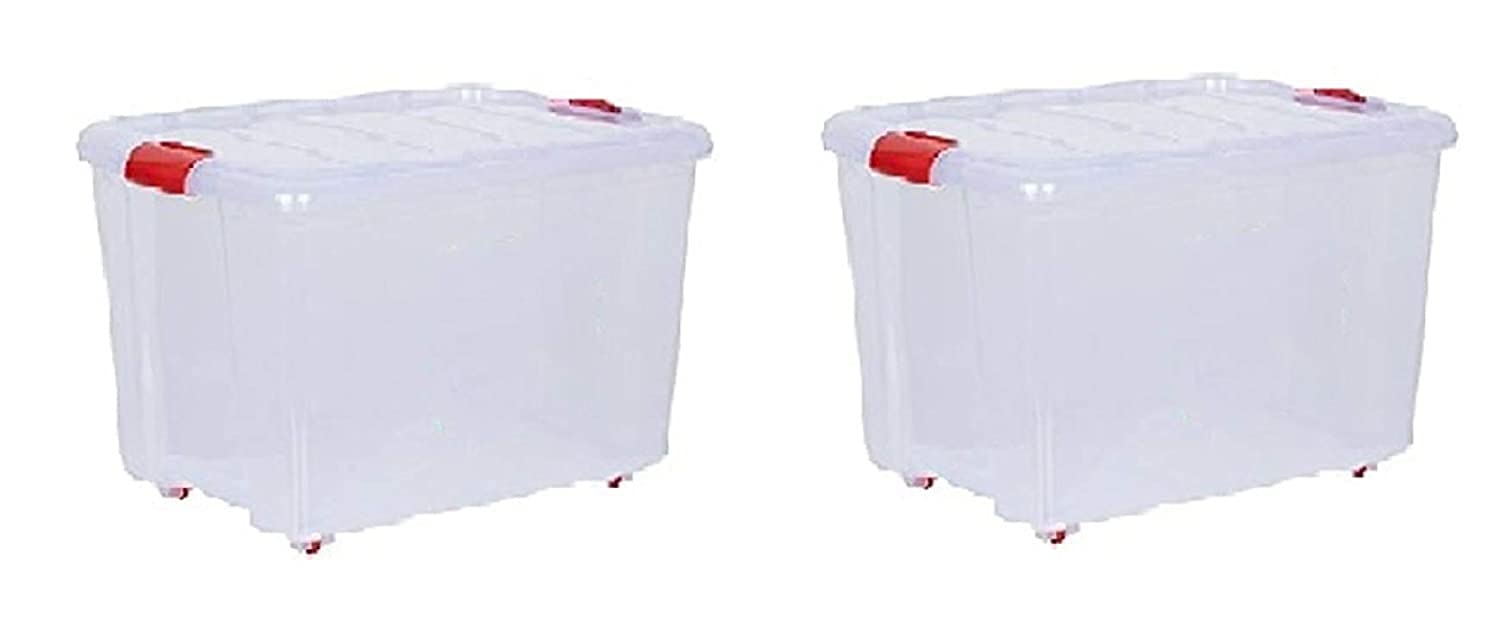 Multipurpose Plastic Storage Container Box with Wheels (25 L, White) - Pack of 2