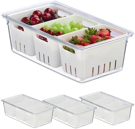 Relaxdays Organizador Nevera (Set 4, con cestas escurridoras)