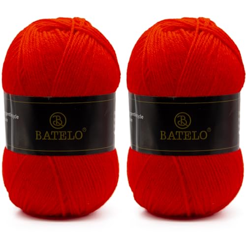 Image of Crochet Yarn Red Amigurumi 560 Yards, 2 Pack Acrylic 150g /5.3oz, 3 Light Worsted for Crocheting & Knitting