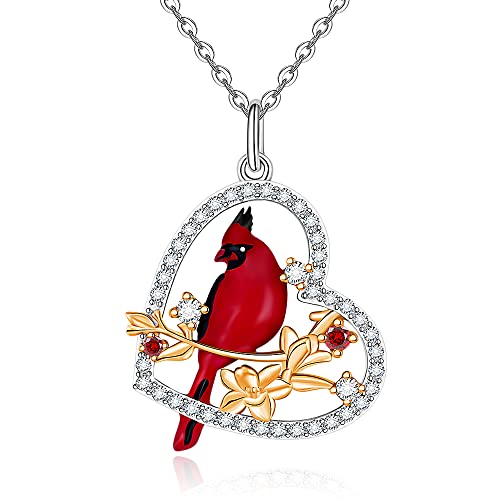 Cardinal Necklace for Women Sterling Silver Cardinal Heart Necklace pendant memorial Cardinals Appear When Angels Are Near Cute Bird Jewelry Gifts