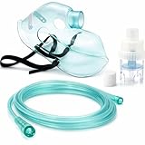 ALL4US® Kit ricambi per aerosol universale per adulti con maschera, ampolla, fascia elastica, tubo da 2.1 metri per inalazione, filtro ed accessori per nebulizzatore, compatibile con tutte le marche.