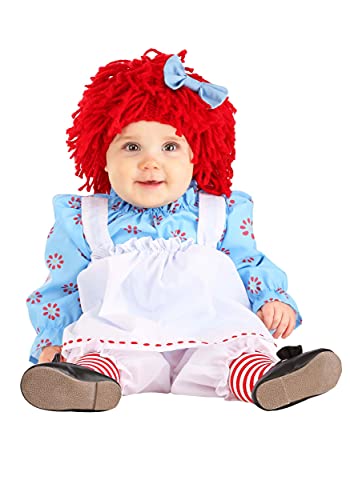 Fun Costumes Infant Raggedy Ann Halloween Costume | Adorable Doll Outfit for Babies with Dress Apron Bloomers Wig and Hair Bow 6/9 Months