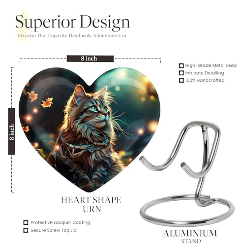 Image of Cat Urns - Heart Shaped Urns for Human Ashes - Ash Urn for Male - Urn for Human Ashes Adult Female - Ashes Holder (Size - 8 inch)