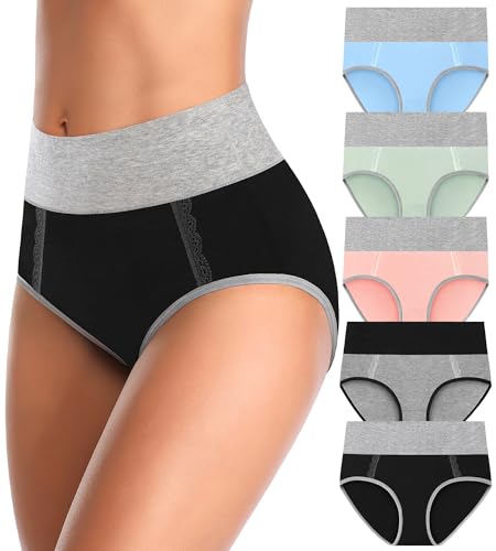 Image of MISSWHO Cotton High Waisted Womens Underwear Soft Stretch Breathable Full Coverage Ladies Panties Multipack