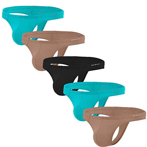 ZONBAILON Mens Thongs Underwear Sexy, 2XL Male Butt-Flaunting Thong 5 Pack