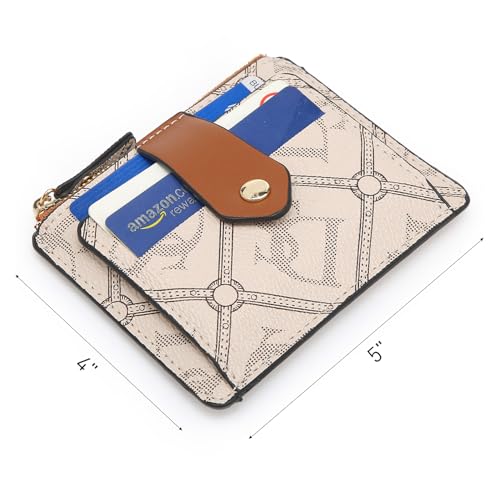 Dasein Women Zipper Wallet Purse with Monogram Signature Logo Multiple Card Slots(Beige)2
