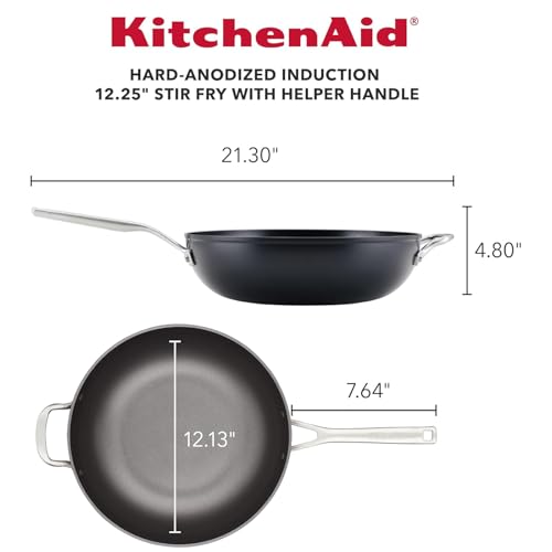 Image of KitchenAid Hard-Anodized Nonstick Stir Fry Pan /Wok, 12.25-Inch, Matte Black